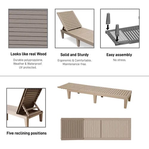 Centerline Dynamics Outdoor Seating Oslo Patio Reclining Sun Lounger, Gray