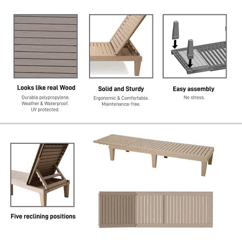 Centerline Dynamics Outdoor Seating Oslo Patio Reclining Sun Lounger, Gray, Set Of 2