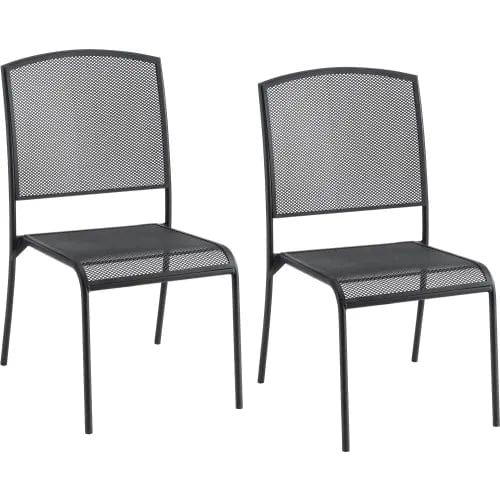 Centerline Dynamics Outdoor Seating Outdoor Café Armless Stacking Chair, Steel Mesh, Black, 2 Pack