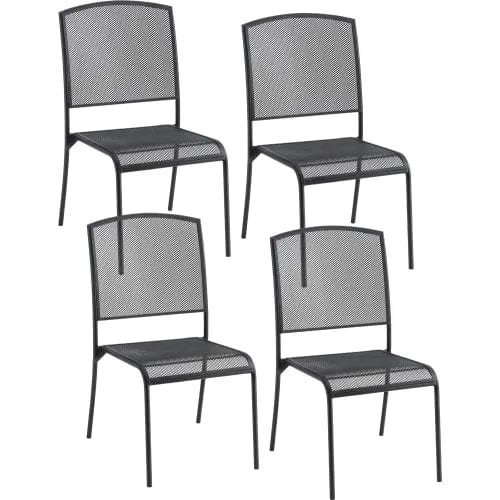 Centerline Dynamics Outdoor Seating Outdoor Café Armless Stacking Chair, Steel Mesh, Black, 4 Pack