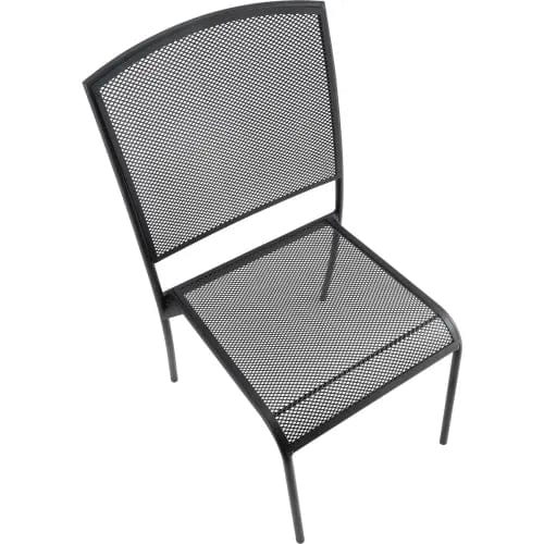 Centerline Dynamics Outdoor Seating Outdoor Café Armless Stacking Chair, Steel Mesh, Black, 4 Pack