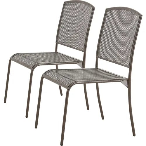 Centerline Dynamics Outdoor Seating Outdoor Café Armless Stacking Chair, Steel Mesh, Bronze, 2 Pack
