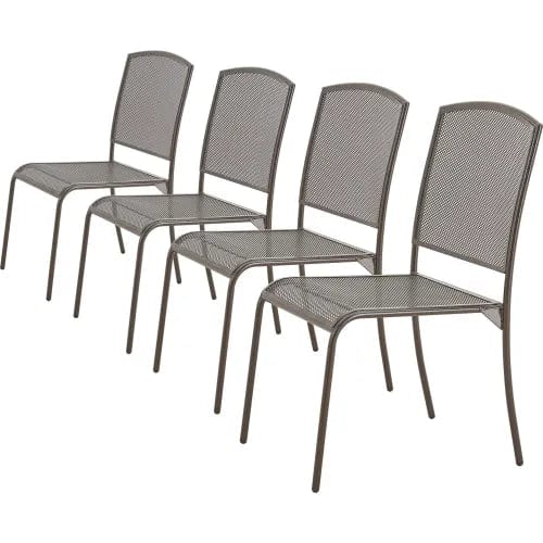 Centerline Dynamics Outdoor Seating Outdoor Café Armless Stacking Chair, Steel Mesh, Bronze, 4 Pack