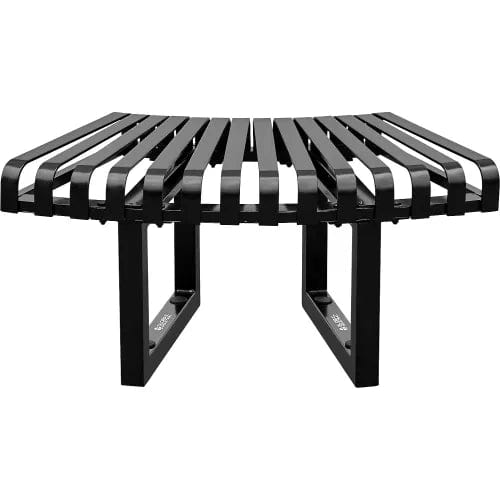 Centerline Dynamics Outdoor Seating Outdoor Curved Bench, Steel Slat, 45° Single Unit, Black