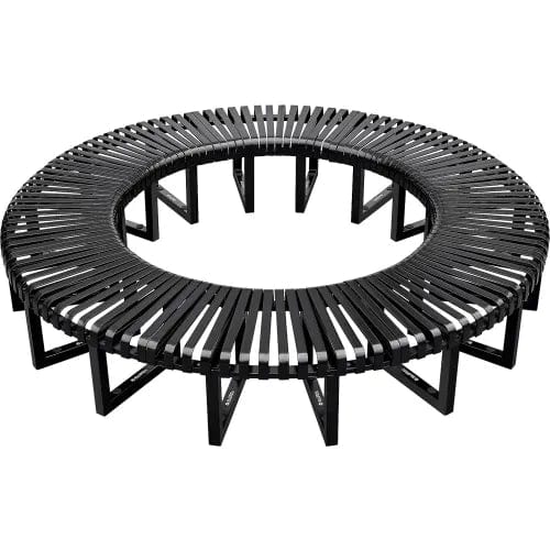 Centerline Dynamics Outdoor Seating Outdoor Curved Bench, Steel Slat, Full Circle, Black
