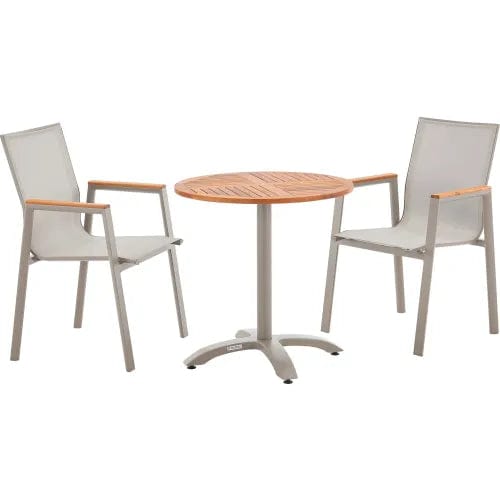 Centerline Dynamics Outdoor Seating Outdoor Dining Set, 27-1/2" Round Teakwood Table & 4 Sling Armchairs
