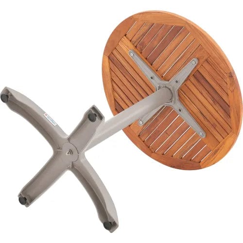 Centerline Dynamics Outdoor Seating Outdoor Dining Set, 27-1/2" Round Teakwood Table & 4 Sling Armchairs