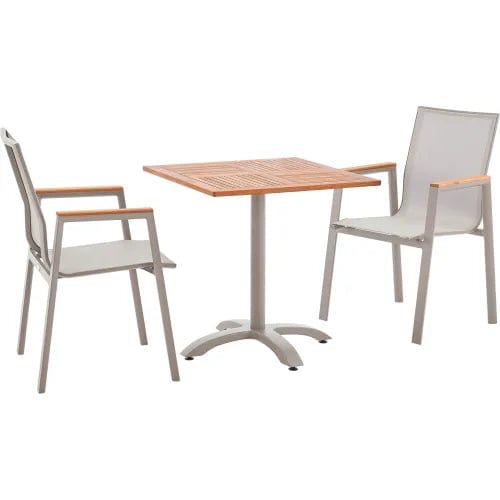 Centerline Dynamics Outdoor Seating Outdoor Dining Set, 27-1/2" Square Teakwood Table & 4 Sling Armchairs
