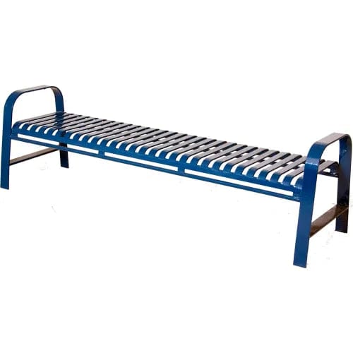 Centerline Dynamics Outdoor Seating Oxford 4' Outdoor Bench without Back, Surface Mount, Blue
