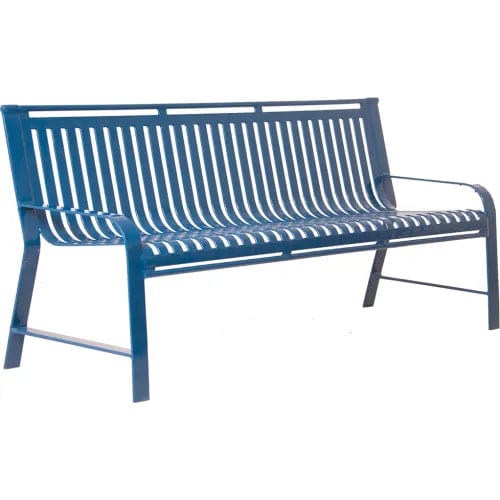 Centerline Dynamics Outdoor Seating Oxford 6' Outdoor Bench with Back, Surface Mount, Blue