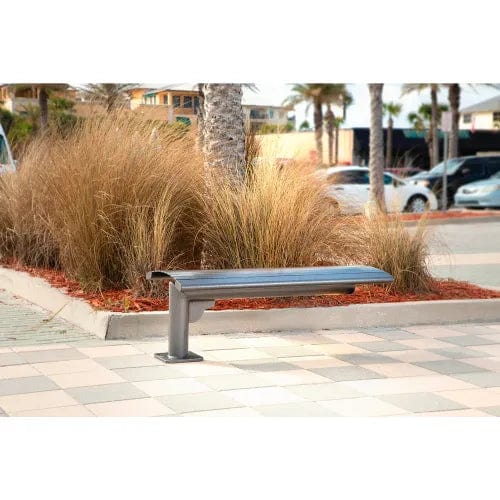 Centerline Dynamics Outdoor Seating Phoenix 4' Cantilever Steel Bench without Back, Surface Mount, Gray