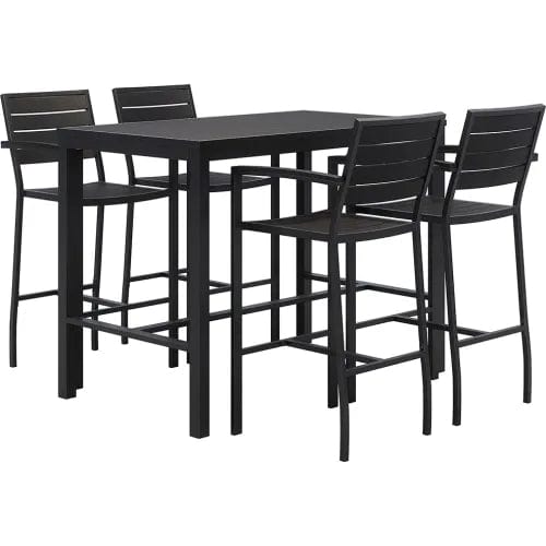 Centerline Dynamics Outdoor Seating Rectangular Table 55"W x 32"D x 45-5/8"H with 4 Chairs, Black Table/Chairs