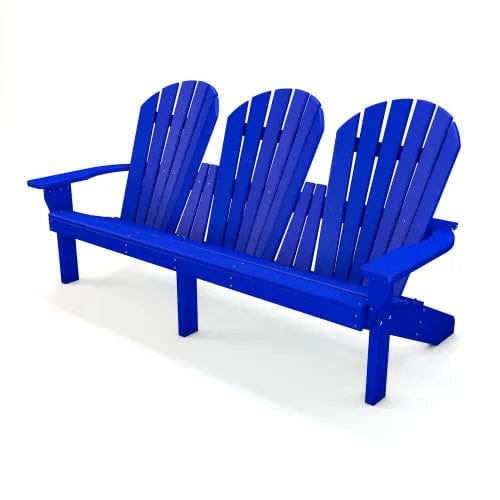 Centerline Dynamics Outdoor Seating Recycled Plastic Grand Isle 3-Seat Adirondack Chair, Blue