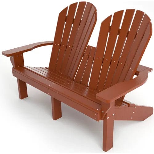 Centerline Dynamics Outdoor Seating Recycled Plastic Riviera 2-Seat Adirondack Chair, Brown