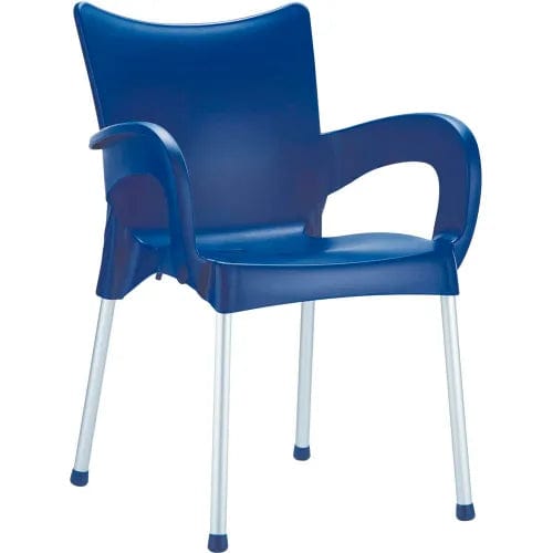 Centerline Dynamics Outdoor Seating Romeo Resin Dining Arm Chair, Dark Blue - Pkg Qty 2