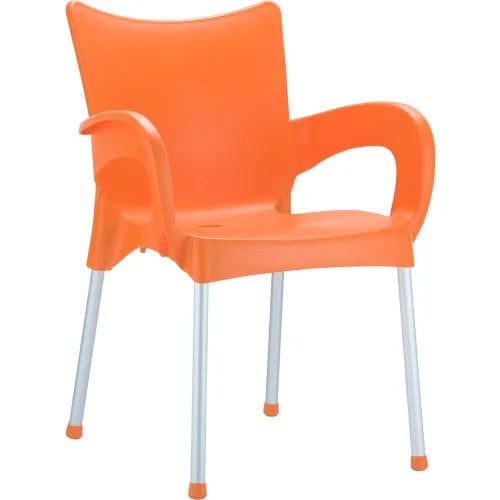 Centerline Dynamics Outdoor Seating Romeo Resin Dining Arm Chair, Orange - Pkg Qty 2