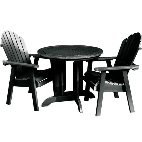 Centerline Dynamics Outdoor Seating Sequoia Professional Muskoka Adirondack 3 Piece Bistro Dining Set, 30”H Table, Black
