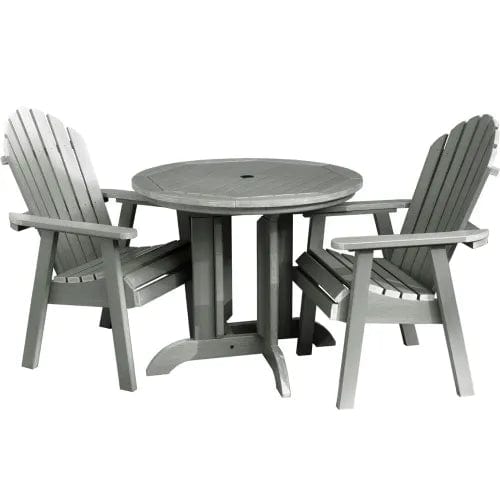 Centerline Dynamics Outdoor Seating Sequoia Professional Muskoka Adirondack 3 Piece Bistro Dining Set, 30”H Table, Coastal Teak
