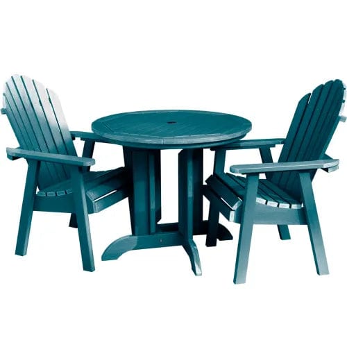 Centerline Dynamics Outdoor Seating Sequoia Professional Muskoka Adirondack 3 Piece Bistro Dining Set, 30”H Table, Nantucket Blue
