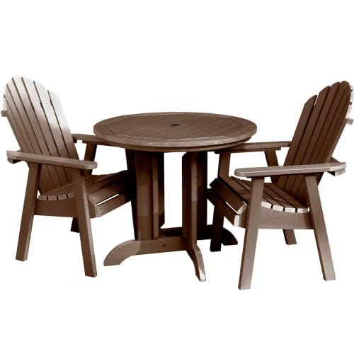 Centerline Dynamics Outdoor Seating Sequoia Professional Muskoka Adirondack 3 Piece Bistro Dining Set, 30”H Table, Weathered Acorn
