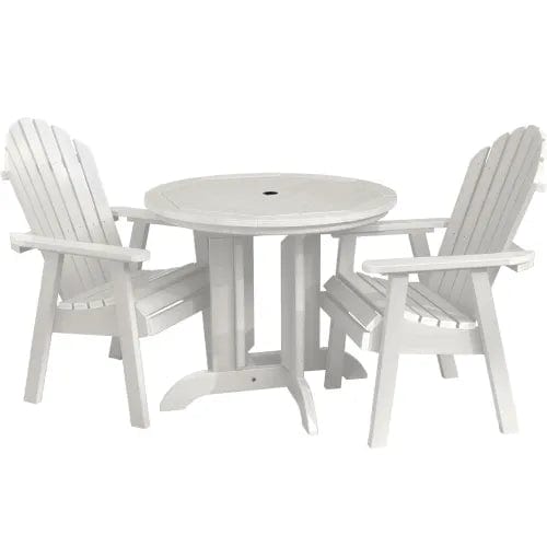 Centerline Dynamics Outdoor Seating Sequoia Professional Muskoka Adirondack 3 Piece Bistro Dining Set, 30”H Table, White