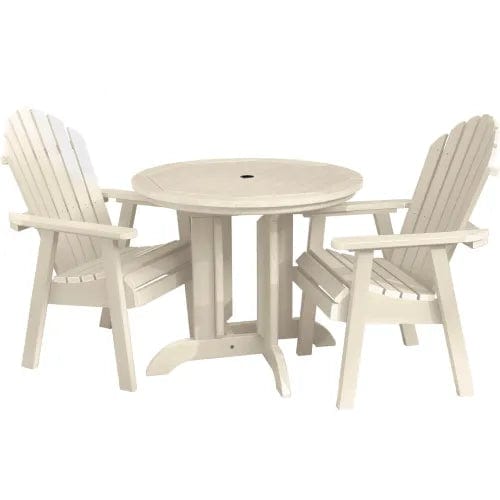 Centerline Dynamics Outdoor Seating Sequoia Professional Muskoka Adirondack 3 Piece Bistro Dining Set, 30”H Table, Whitewash