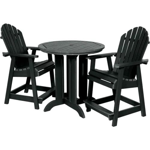 Centerline Dynamics Outdoor Seating Sequoia Professional Muskoka Adirondack 3 Piece Bistro Dining Set, 36”H Table, Black