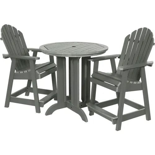 Centerline Dynamics Outdoor Seating Sequoia Professional Muskoka Adirondack 3 Piece Bistro Dining Set, 36”H Table, Coastal Teak
