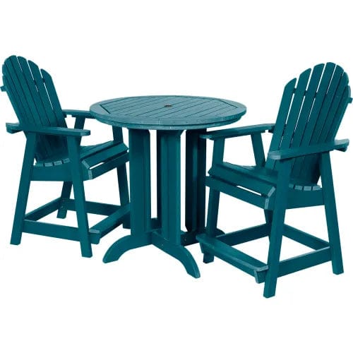 Centerline Dynamics Outdoor Seating Sequoia Professional Muskoka Adirondack 3 Piece Bistro Dining Set, 36”H Table, Nantucket Blue