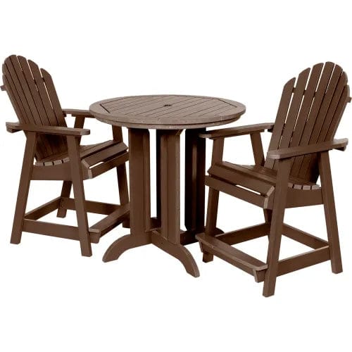 Centerline Dynamics Outdoor Seating Sequoia Professional Muskoka Adirondack 3 Piece Bistro Dining Set, 36”H Table, Weathered Acorn