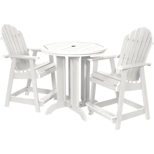 Centerline Dynamics Outdoor Seating Sequoia Professional Muskoka Adirondack 3 Piece Bistro Dining Set, 36”H Table, White