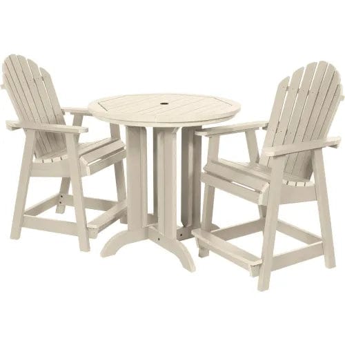 Centerline Dynamics Outdoor Seating Sequoia Professional Muskoka Adirondack 3 Piece Bistro Dining Set, 36”H Table, Whitewash