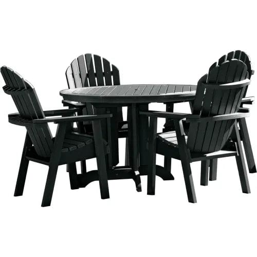 Centerline Dynamics Outdoor Seating Sequoia Professional Muskoka Adirondack 5 Piece Bistro Dining Set, 30”H Table, Black