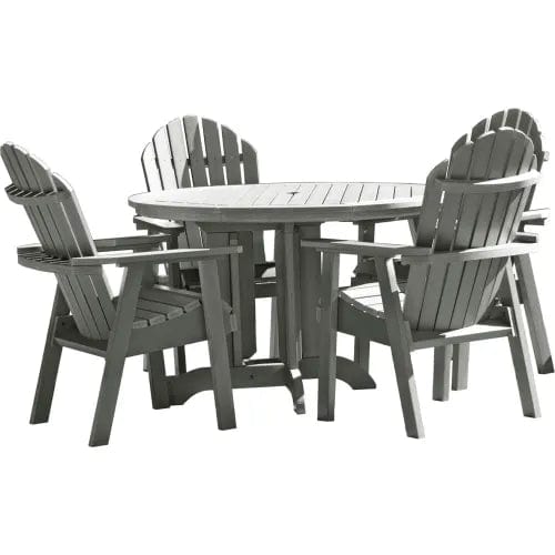 Centerline Dynamics Outdoor Seating Sequoia Professional Muskoka Adirondack 5 Piece Bistro Dining Set, 30”H Table, Coastal Teak