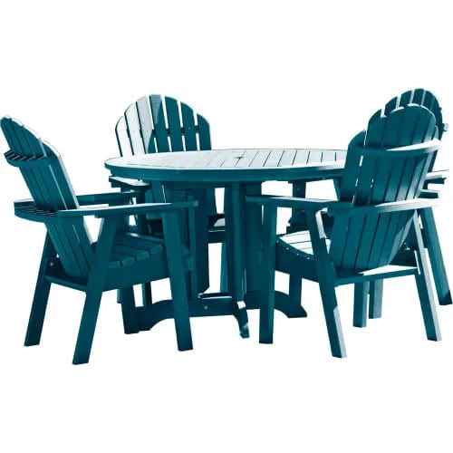 Centerline Dynamics Outdoor Seating Sequoia Professional Muskoka Adirondack 5 Piece Bistro Dining Set, 30”H Table, Nantucket Blue