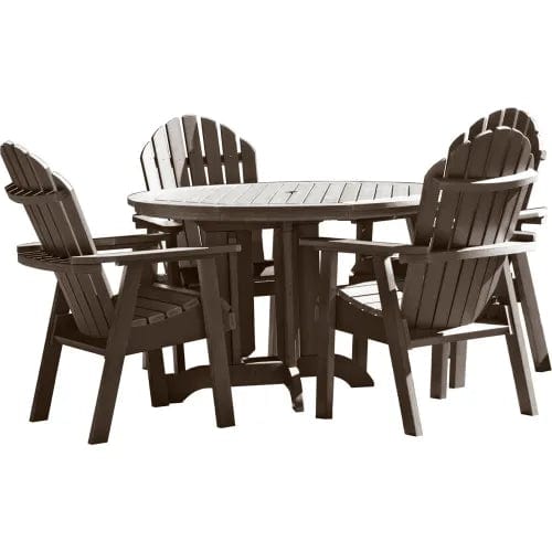 Centerline Dynamics Outdoor Seating Sequoia Professional Muskoka Adirondack 5 Piece Bistro Dining Set, 30”H Table, Weathered Acorn