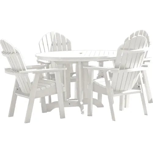 Centerline Dynamics Outdoor Seating Sequoia Professional Muskoka Adirondack 5 Piece Bistro Dining Set, 30”H Table, White