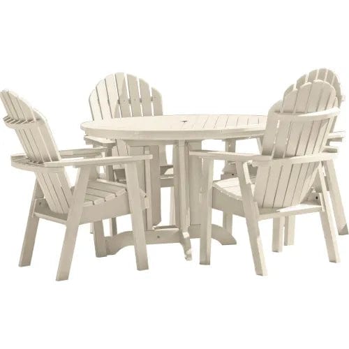 Centerline Dynamics Outdoor Seating Sequoia Professional Muskoka Adirondack 5 Piece Bistro Dining Set, 30”H Table, Whitewash