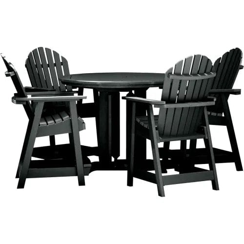 Centerline Dynamics Outdoor Seating Sequoia Professional Muskoka Adirondack 5 Piece Bistro Dining Set, 36”H Table, Black