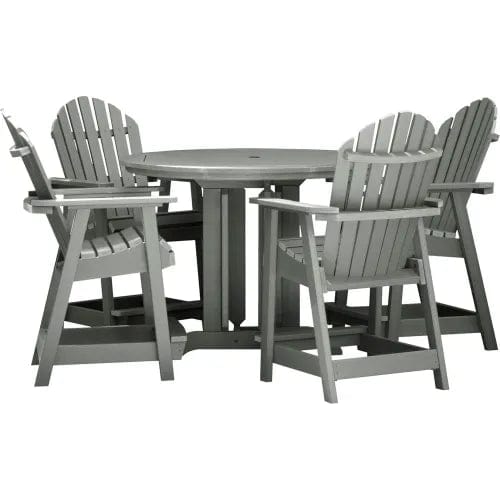 Centerline Dynamics Outdoor Seating Sequoia Professional Muskoka Adirondack 5 Piece Bistro Dining Set, 36”H Table, Coastal Teak