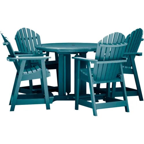 Centerline Dynamics Outdoor Seating Sequoia Professional Muskoka Adirondack 5 Piece Bistro Dining Set, 36”H Table, Nantucket Blue