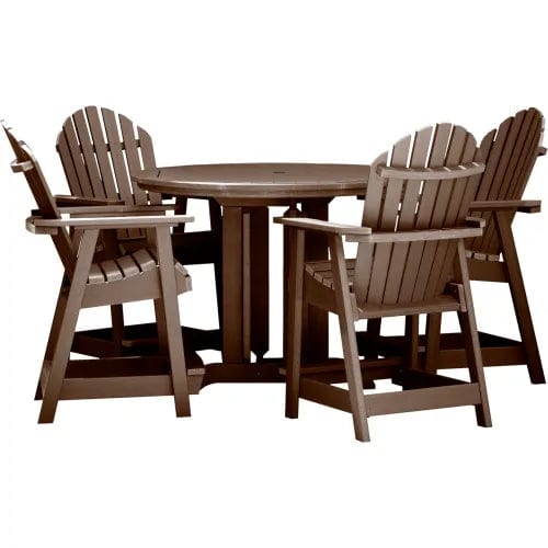 Centerline Dynamics Outdoor Seating Sequoia Professional Muskoka Adirondack 5 Piece Bistro Dining Set, 36”H Table, Weathered Acorn