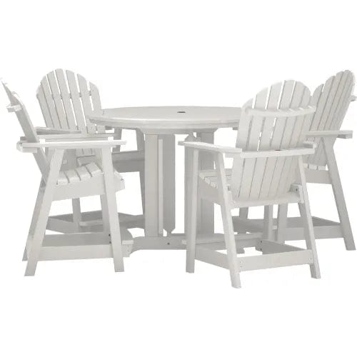 Centerline Dynamics Outdoor Seating Sequoia Professional Muskoka Adirondack 5 Piece Bistro Dining Set, 36”H Table, White