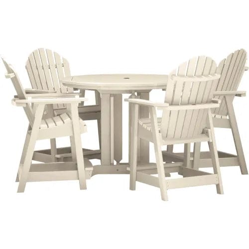 Centerline Dynamics Outdoor Seating Sequoia Professional Muskoka Adirondack 5 Piece Bistro Dining Set, 36”H Table, Whitewash
