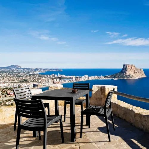 Centerline Dynamics Outdoor Seating Siesta Ares 5 Piece Outdoor Dining Set, 31-1/2"W x 29"H Table, Dark Gray