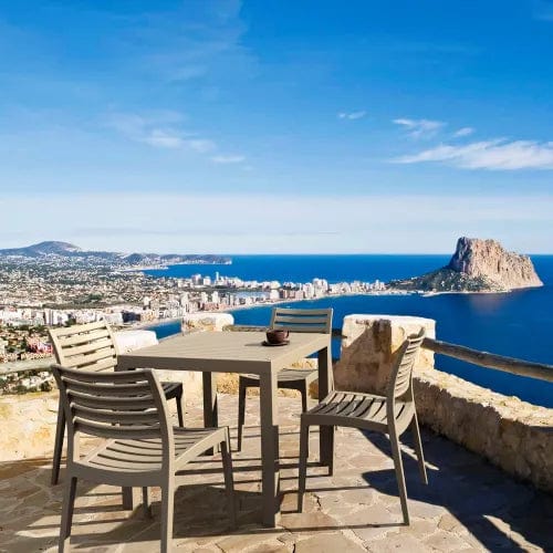 Centerline Dynamics Outdoor Seating Siesta Ares 5 Piece Outdoor Dining Set, 31-1/2"W x 29"H Table, Dove Gray