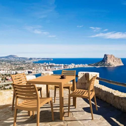 Centerline Dynamics Outdoor Seating Siesta Ares 5 Piece Outdoor Dining Set, 31-1/2"W x 29"H Table, Teak Brown