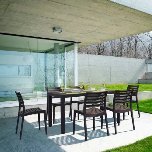 Centerline Dynamics Outdoor Seating Siesta Ares 7 Piece Outdoor Dining Set, 31-1/2"W x 29"H Table, Brown