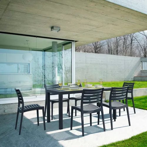 Centerline Dynamics Outdoor Seating Siesta Ares 7 Piece Outdoor Dining Set, 31-1/2"W x 29"H Table, Dark Gray