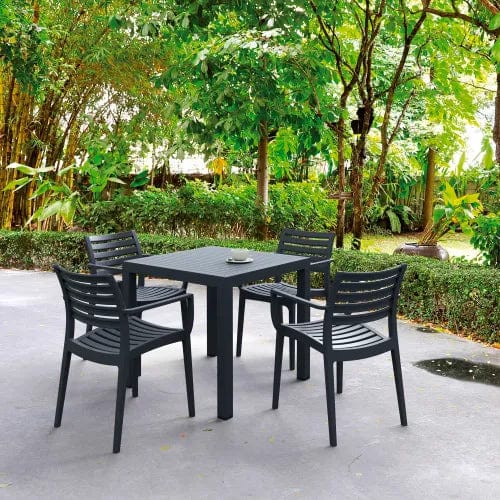 Centerline Dynamics Outdoor Seating Siesta Artemis 5 Piece Outdoor Dining Set, 31-1/2"W x 29"H Table, Dark Gray